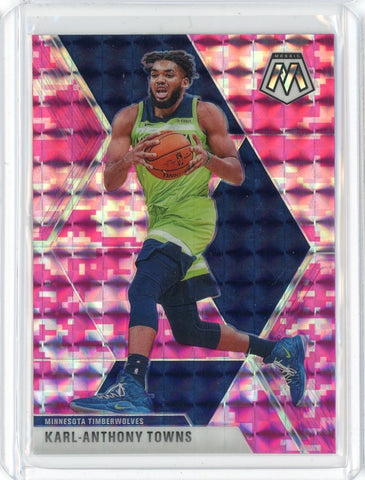 2019-20 Panini Mosaic Basketball Karl-Anthony Towns Pink Camo Prizm Card #83.