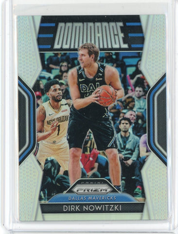 2018-19 Panini Prizm Basketball Dirk Nowitzki Dominance Silver Prizm Card #21.