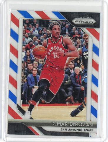 2018-19 Panini Prizm Basketball DeMar DeRozan Red White Blue Prizm Card #271.