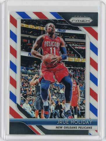 2018-19 Panini Prizm Basketball Jrue Holiday Red White Blue Prizm Card #137.