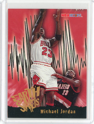 1996-97 NBA Hoops Basketball Michael Jordan Earth Shakes Card #358