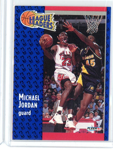 1991-92 Fleer Basketball Michael Jordan League Leaders Card #220