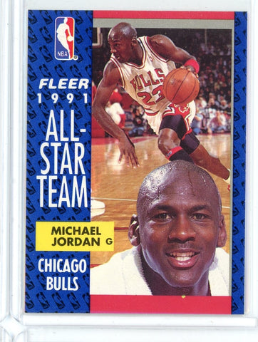 1991-92 Fleer Basketball Michael Jordan All Star Team Card #211