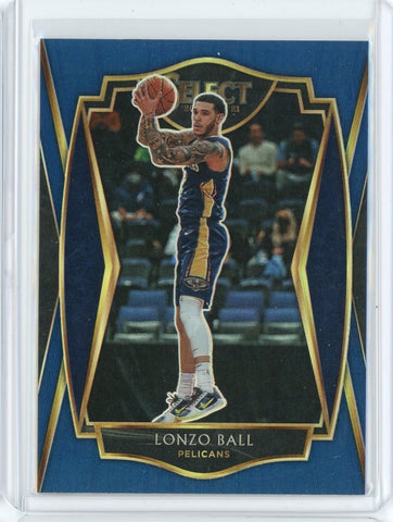 2020-21 Panini Select Basketball Lonzo Ball Premier Level Blue Prizm Card #137