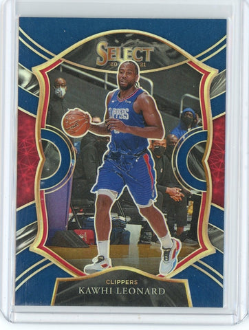 2020-21 Panini Select Basketball Kawhi Leonard Concourse Blue Prizm Card #37