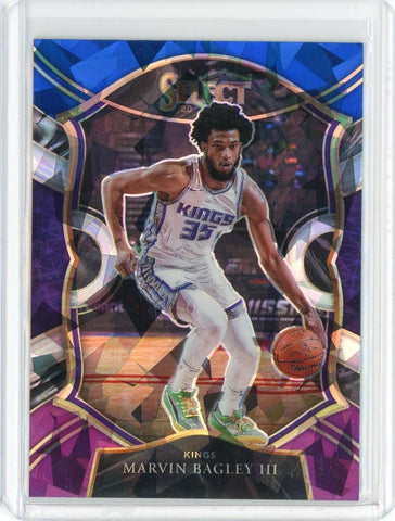 2020-21 Panini Select Basketball Marvin Bagley II Concourse Blue White Purple Cracked Ice Prizm Card #25