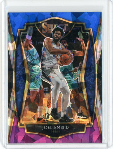 2020-21 Panini Select Basketball Joel Embid Premier Level Blue White Purple Cracked Ice Prizm Card #120