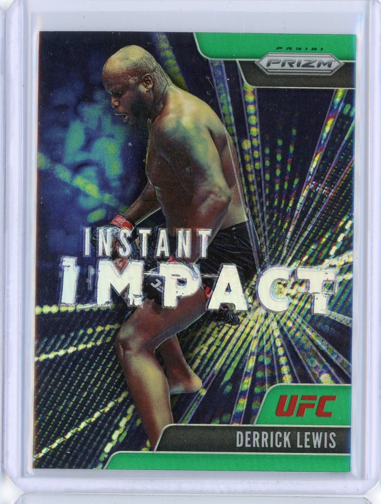 2021 Panini Prizm UFC Derrick Lewis Instant Impact Green Prizm Card #23