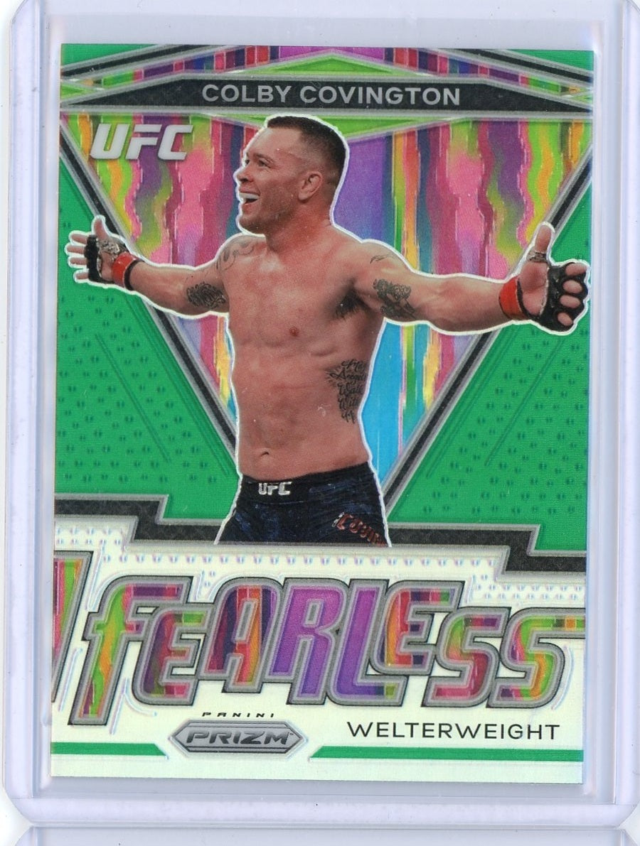 2021 Panini Prizm UFC Colby Covington Fearless Green Prizm Card #23
