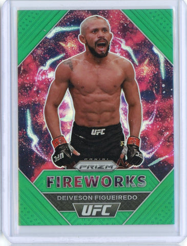 2021 Panini Prizm UFC Deiveson Figueiredo Fireworks Green Prizm Card #13