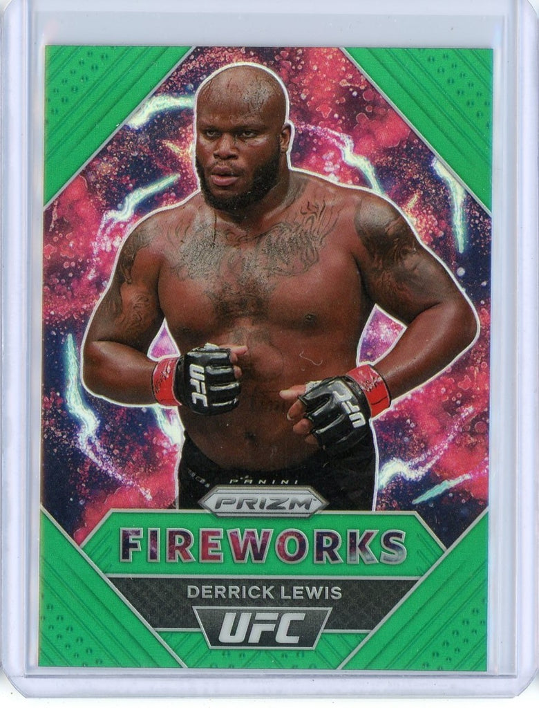 2021 Panini Prizm UFC Derrick Lewis Fireworks Green Prizm Card #8