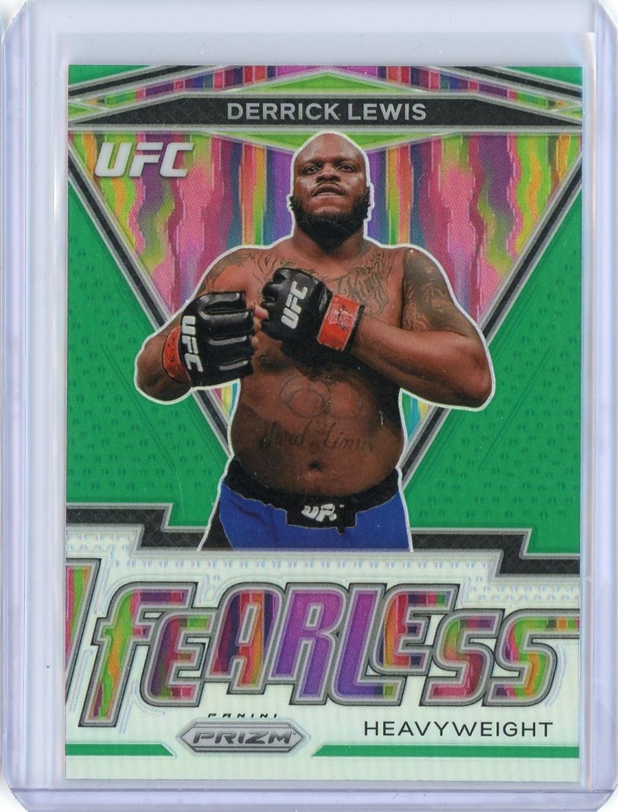 2021 Panini Prizm UFC Derrick Lewis Fearless Green Prizm Card #15