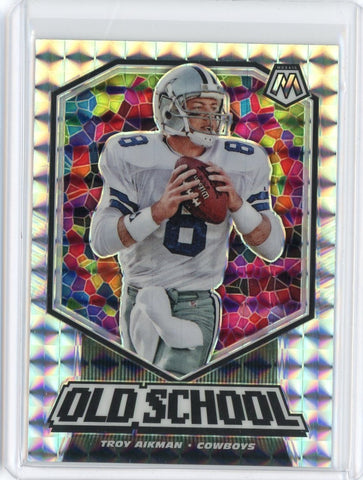 2020 Panini Mosaic NFL Troy Aikman Old School Silver Prizm Card #OS9
