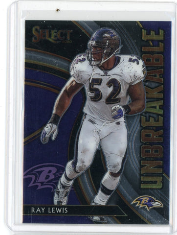 2020 Panini Select NFL Ray Lewis Unbreakable Card #U14