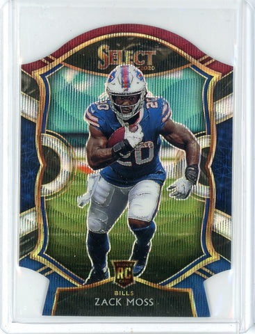 2020 Panini Select NFL Jack Moss Concourse Die Cut Red White Blue Prizm Card #69