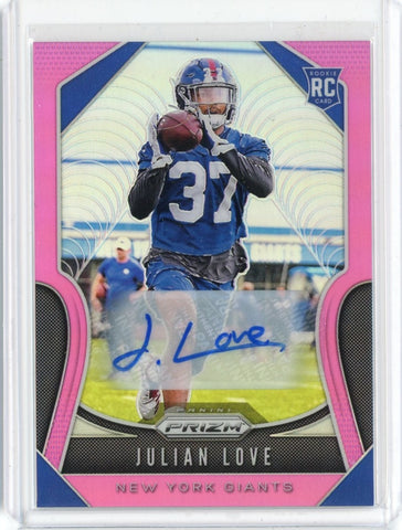 2019 Panini Prizm NFL Julian Love RC Auto Pink Prizm Card #320