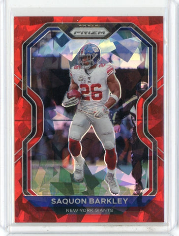 2020 Panini Prizm NFL Saquon Barkley Red Cracked Ice Prizm Card #160