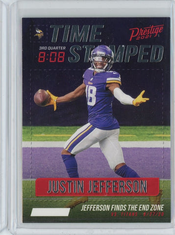 2021 Panini Prestige NFL Russell Justin Jefferson Time Stamped Card #TS-JJ