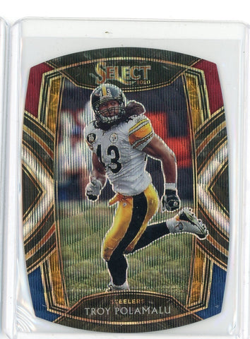 2020 Panini Select NFL Troy Polamalu Club Level Tri Colour Prizm Die Cut Card #182