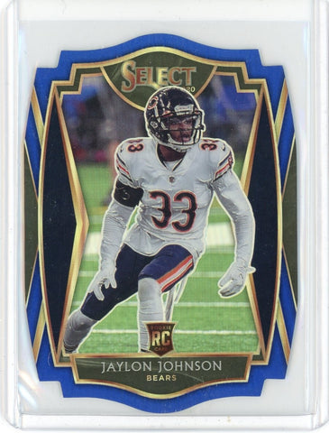 2020 Panini Select NFL  Jaylon Johnson Premier Level Blue Prizm Die Cut RC Card #195