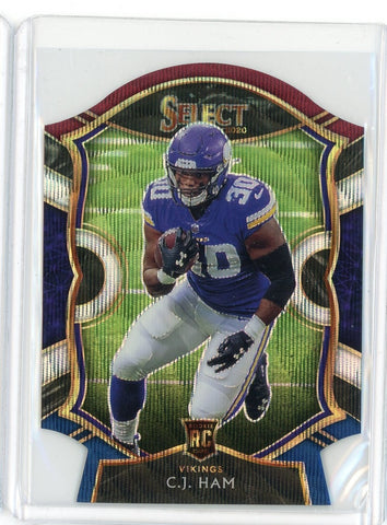 2020 Panini Select NFL Cj Ham Red White Blue Prizm Die Cut RC Card #37