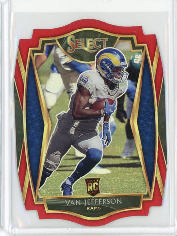 2020 Panini Select NFL Van Jefferson Premier Level Red Prizm Die Cut RC Card #171