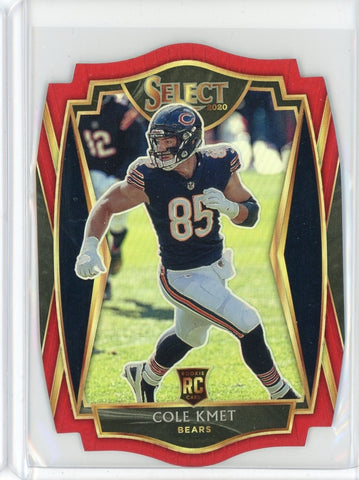 2020 Panini Select NFL Cole Kmet Premier Level Red Prizm Die Cut RC Card #174