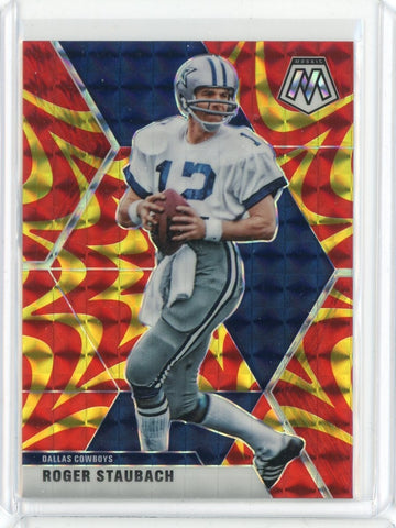 2020 Panini Mosaic NFL Roger Staubach Reactive Orange Prizm Card #65