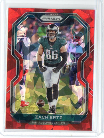 2020 Panini Prizm NFL Zach Ertz Red Cracked Ice Prizm Card #170