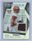 2017 Panini Prizm NFL Deshone Kizer Premier Jerseys Patch Silver Prizm Card #28