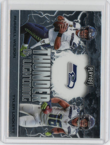 2020 Panini Playoff NFL Russell Wilson Tyler Lockett Thunder & Lightning Card #TL-4