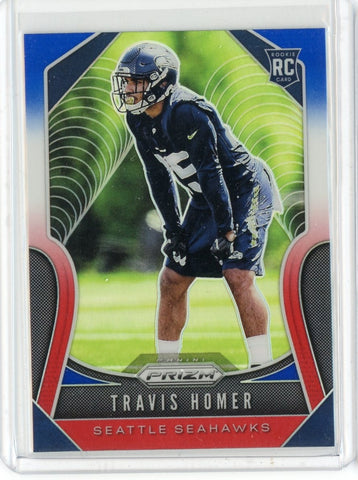 2019 Panini Prizm NFL Travis Homer Red White Blue Prizm RC Card #340