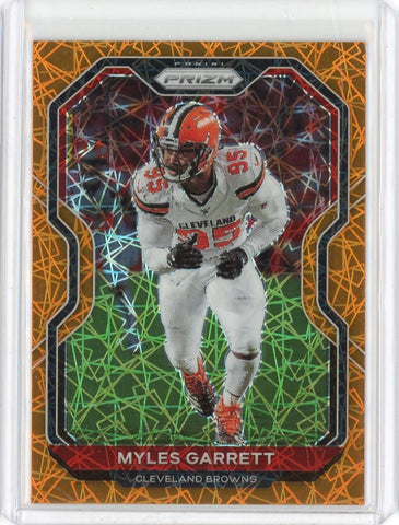 2020 Panini Prizm NFL Myles Garrett Orange Laser Prizm Card #62