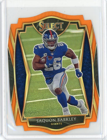 2020 Panini Select NFL Saquon Barkley Premier Level Orange Prizm Card #115