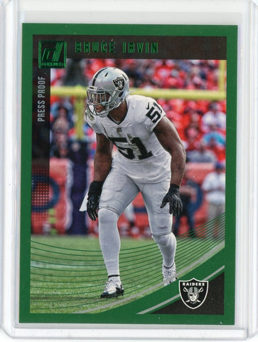2018 Panini Donruss NFL Bruce Irvin Green Press Proof Card #226 Raiders