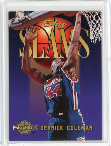 1994-95 Skybox Basketball Derrick Coleman Sky Slams Card #303