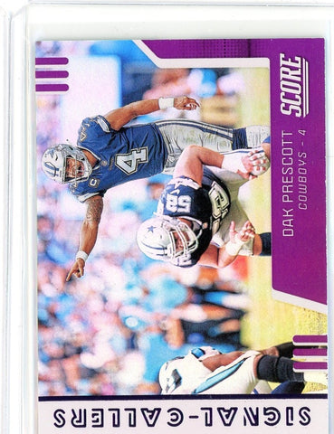 2019 Panini Score NFL Dak Prescott Signal Callers Purple Card #SC-12