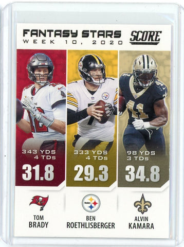 2021 Panini Score NFL Tom Brady Roethlisberger Kamara Fantasy Stars Card #FS10