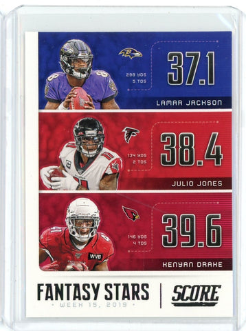 2020 Panini Score NFL Lamar Jackson Jones Drake Fantasy Stars Card #FS-LJK