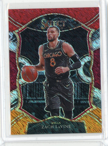 2020-21 Panini Select Basketball Zach Lavine Concourse White Orange Prizm Card #14