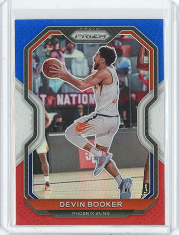 2020-21 Panini Prizm Basketball Devin Booker Red White Blue Prizm Card #214