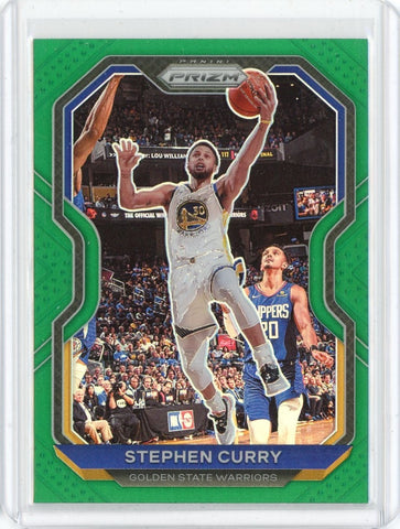 2020-21 Panini Prizm Basketball Stephen Curry Green Prizm Card #159