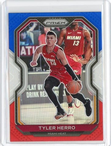 2020-21 Panini Prizm Basketball Tyler Herro Red White Blue Prizm Card #218