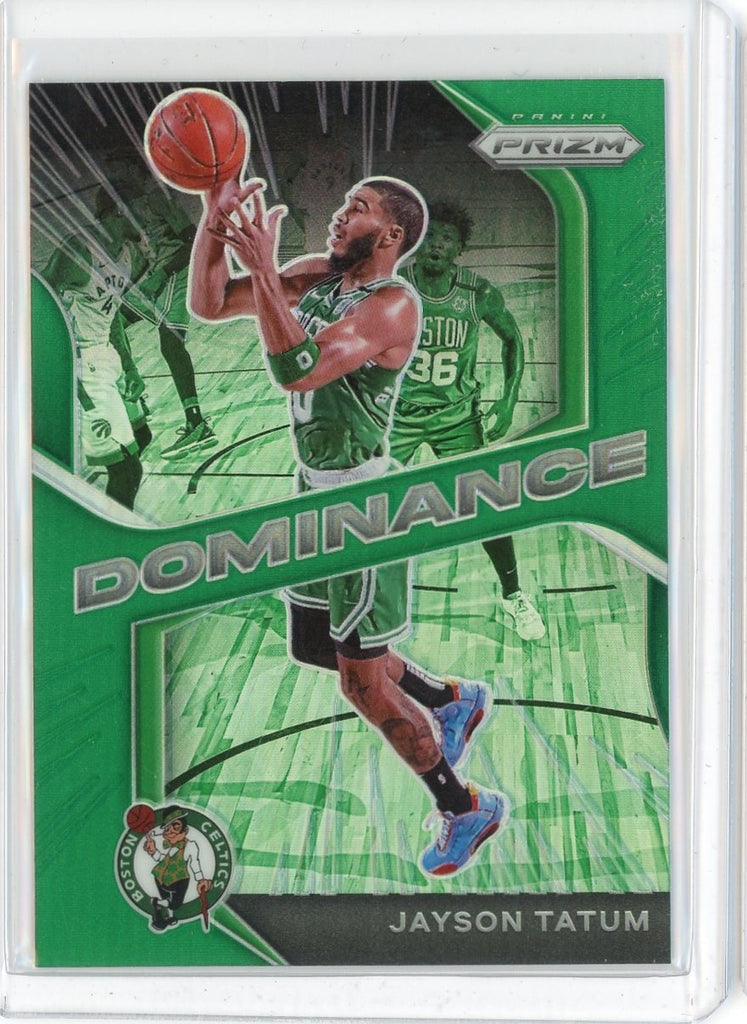 2020-21 Panini Prizm Basketball Jayson Tatum Dominance Green Prizm Card #9