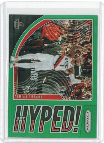 2020-21 Panini Prizm Basketball Damain Lillard Hyped Green Prizm Card #8