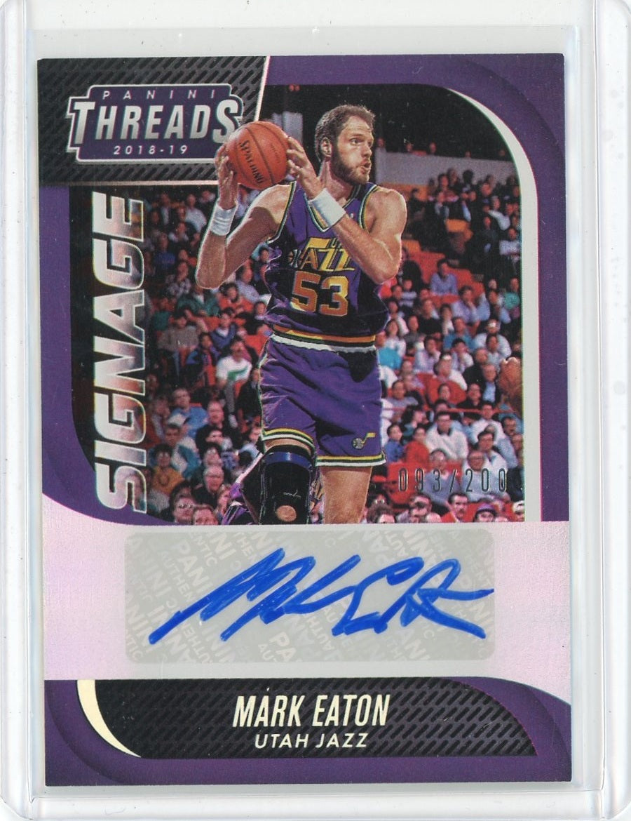 2018-19 Panini Threads Basketball Mark Eaton Signage Auto Card #51 /200