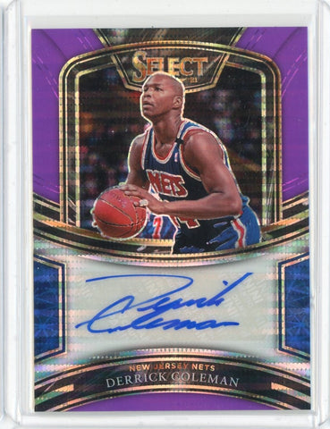 2020-21 Panini Select Basketball Derrick Coleman Purple Prizm Auto Card #SG-DCM /15