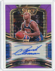 2020-21 Panini Select Basketball Derrick Coleman Purple Prizm Auto Card #SG-DCM /15
