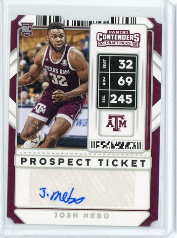 2020 Panini Contenders Draft Picks Basketball Josh Nebo Auto RC Card #116