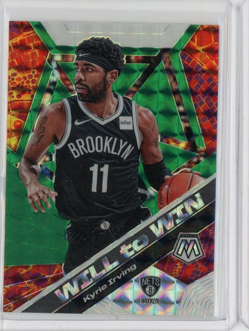 2019-20 Panini Mosaic Basketball Kyrie Irving Will to Win Green Prizm RC Card #3